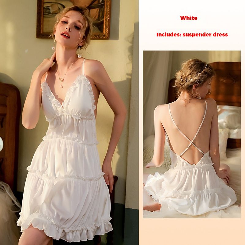 Feiyun Brand New Arrival Women's Satin Lingerie Dress with Padded Bra - Tiered Slip Nightie for Bedroom | Sexy Cake Skirt Sleepwear
