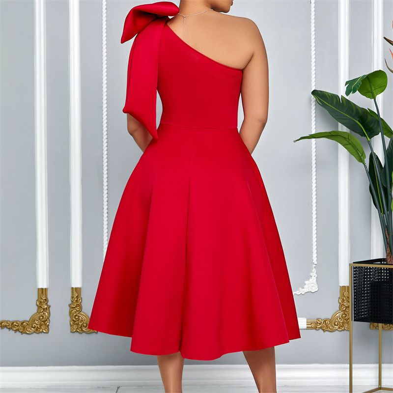 High-Quality Plus Size Women's Summer Dresses - Stylish Off-Shoulder Bowknot Banquet Gown - African Ladies' Maxi Dress for Parties