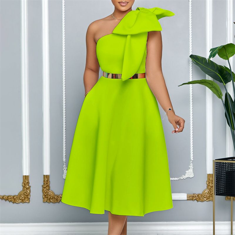 High-Quality Plus Size Women's Summer Dresses - Stylish Off-Shoulder Bowknot Banquet Gown - African Ladies' Maxi Dress for Parties