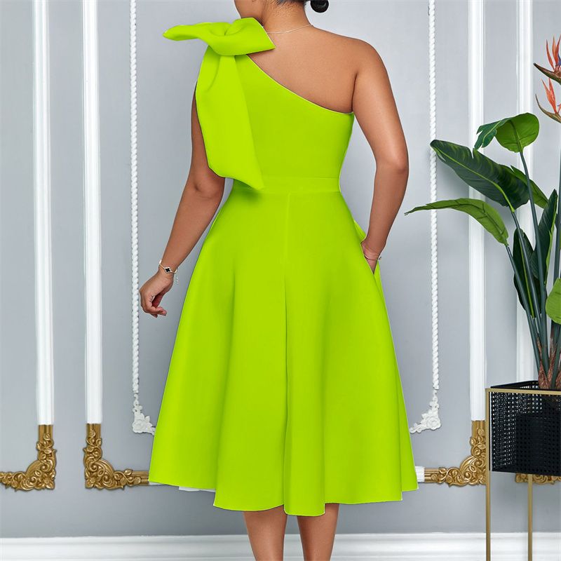 High-Quality Plus Size Women's Summer Dresses - Stylish Off-Shoulder Bowknot Banquet Gown - African Ladies' Maxi Dress for Parties