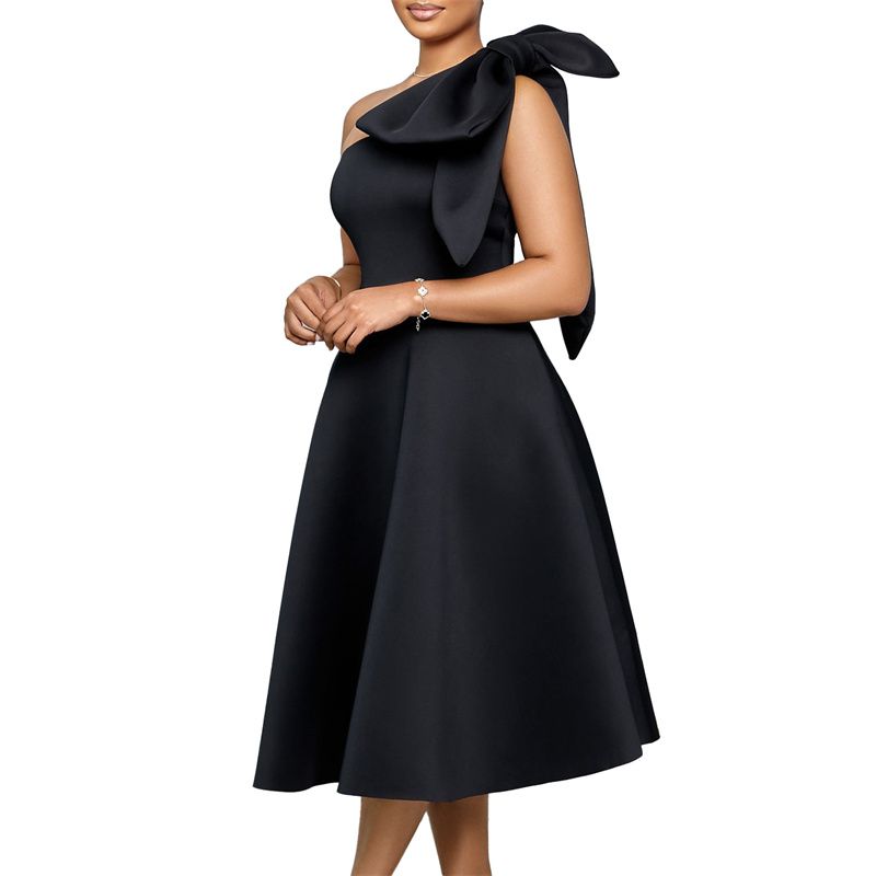 High-Quality Plus Size Women's Summer Dresses - Stylish Off-Shoulder Bowknot Banquet Gown - African Ladies' Maxi Dress for Parties