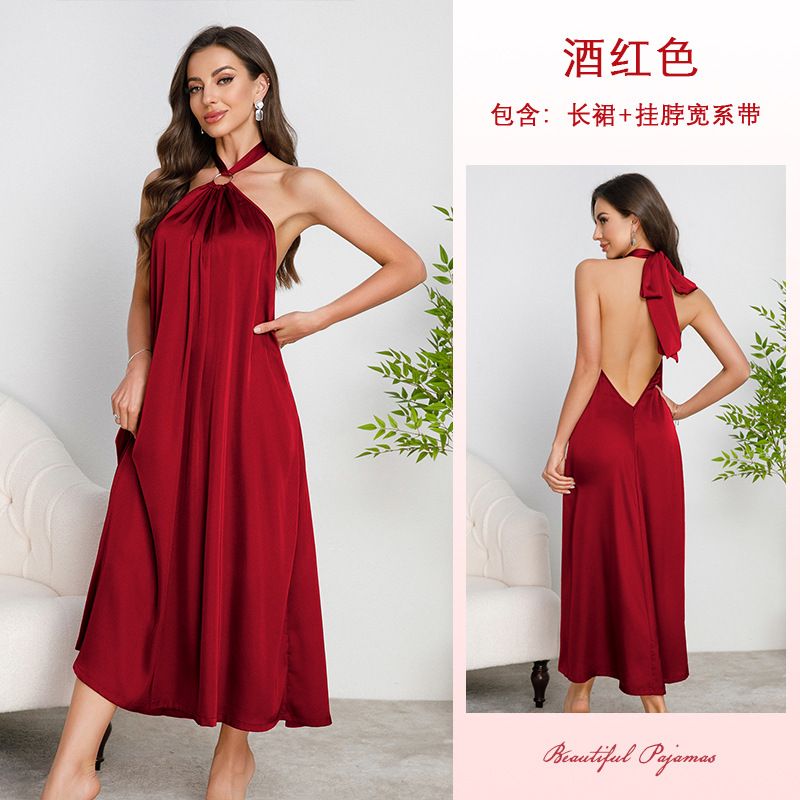 French-Inspired Evening Gown High-End Luxury-Lite Satin Halter Dresses |Women's Premium Open Back Maxi Dress