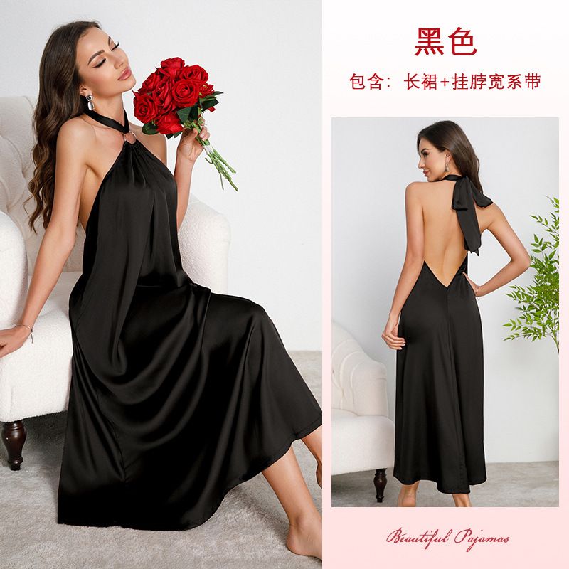French-Inspired Evening Gown High-End Luxury-Lite Satin Halter Dresses |Women's Premium Open Back Maxi Dress