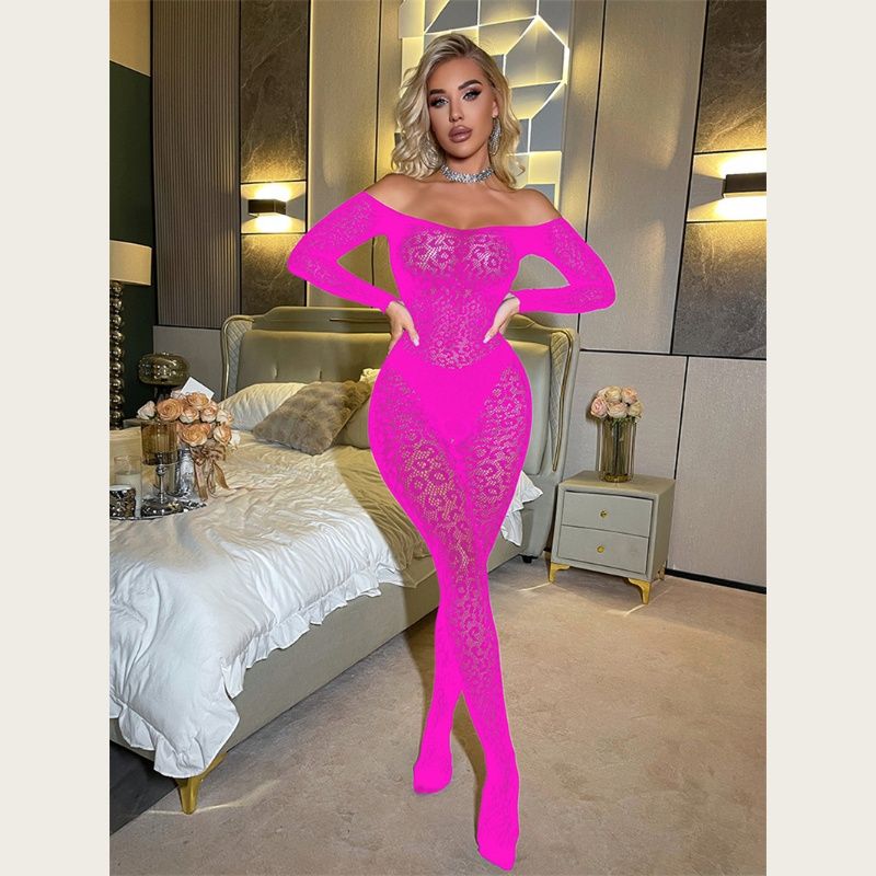2026 New Arrival Sexy Sheer Long-Sleeve Fishnet Bodysuit Crotchless Design Women's Lingerie Nightclub Party Date Night Seductive Intimates