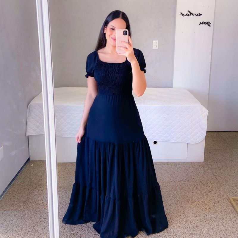 Euro-American Bestselling Women's Off-the-Shoulder Short Sleeve Maxi Dress Solid Color Tiered Ruffle Flowy Fairycore Dress Multi-Color Options for African Women Daily Casual Party Wear