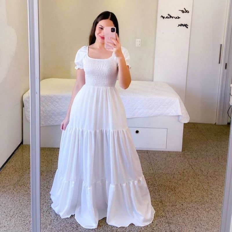 Euro-American Bestselling Women's Off-the-Shoulder Short Sleeve Maxi Dress Solid Color Tiered Ruffle Flowy Fairycore Dress Multi-Color Options for African Women Daily Casual Party Wear