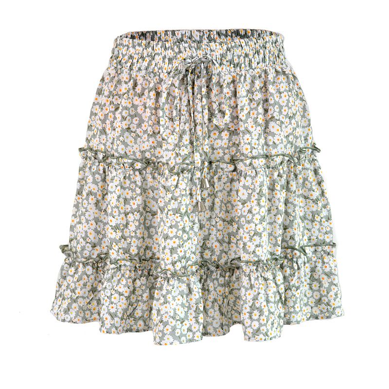 2026 New Arrival Summer Women's High-Waisted Ruffled Floral Print A-Line Mini Skirt Multi-Color Options Daily Party Vacation Casual Fashion Bottoms