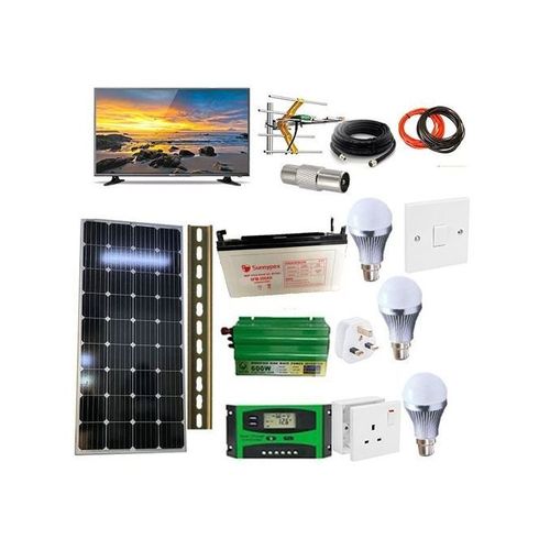 Sunnypex 250 W Solar Panel + 150Ah Solar Battery +600W Solar Power Inverter+20 Ah Solar Charge Controller +3 Dc Bulb +Top Plug + Socket +Switch + Metal Rail +Jack Pin Aerial+32"TV