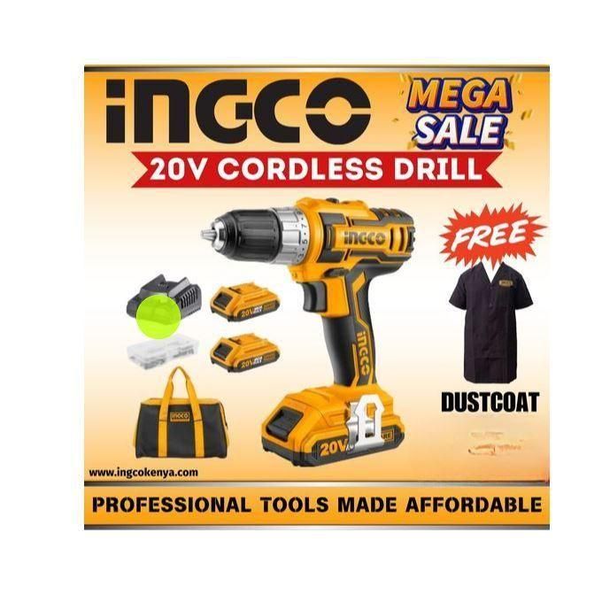 Ingco 20V CORDLESS DRILL + DUST COAT