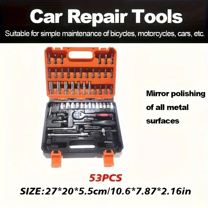 【Promotion】Tool 12/53 Piece Multifunctional Ratchet Socket Set Wrench Batch Head Ratchet Pawl Socket Spanner Screwdriver