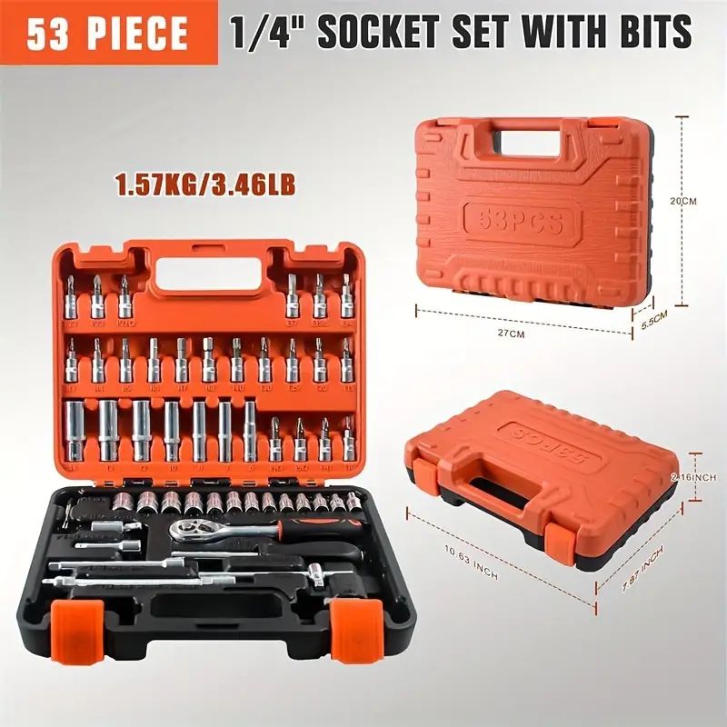 【Promotion】Tool 12/53 Piece Multifunctional Ratchet Socket Set Wrench Batch Head Ratchet Pawl Socket Spanner Screwdriver
