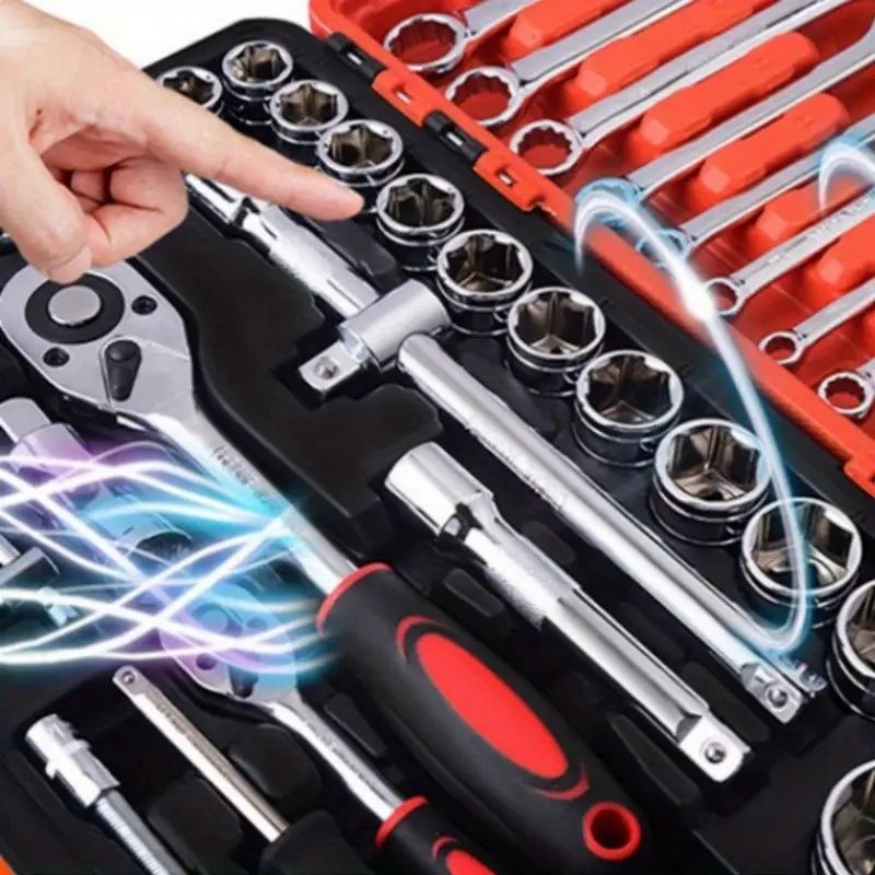 【Promotion】Tool 12/53 Piece Multifunctional Ratchet Socket Set Wrench Batch Head Ratchet Pawl Socket Spanner Screwdriver