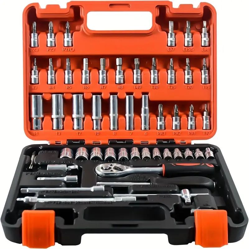【Promotion】Tool 12/53 Piece Multifunctional Ratchet Socket Set Wrench Batch Head Ratchet Pawl Socket Spanner Screwdriver
