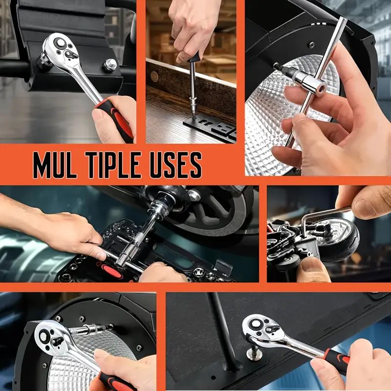 【Promotion】Tool 12/53 Piece Multifunctional Ratchet Socket Set Wrench Batch Head Ratchet Pawl Socket Spanner Screwdriver