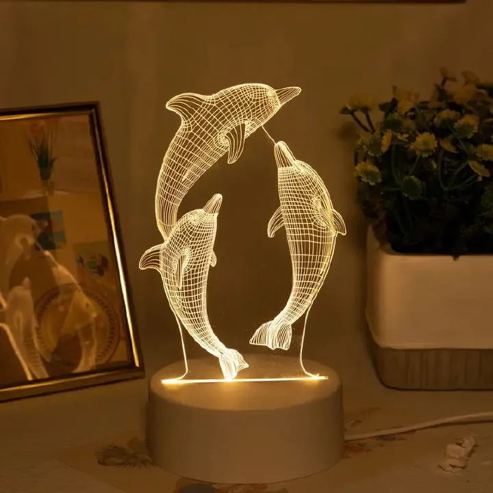 【Promotion】3D Creative LED Gift Lamp USB Powered 3 Modes Changing Night Light Bedside Lamp Charming Table Top Decor for Bedroom