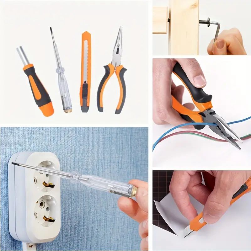 【Promotion】23-Piece Universal Home Tool Kit, Carbon Steel Hand Tools Set with Screwdrivers, Pliers, and Plastic Storage Case, Manual Repair Tools for Household, Car, Office