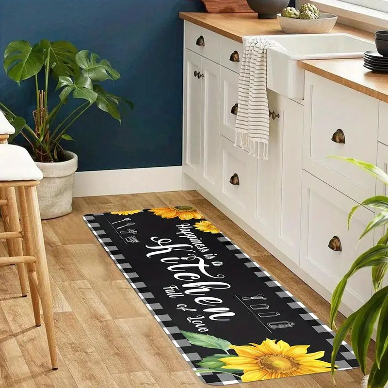 2 Pieces Kitchen Rug Set Anti-fatigue Kitchen Mat Dirt Resistant Backing Mat Throw Rug for Kitchen Doormat Runner Rug Set Floor Carpet Household Carpet Home Decor