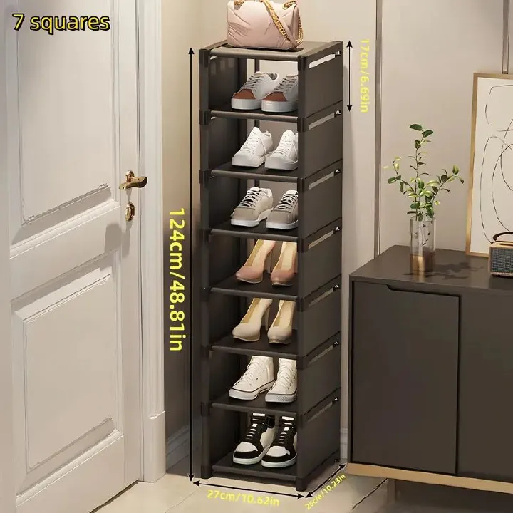 【Promotion】Narrow Shoe Rack, 7 Tier for Closet Entryway Tall Slim Vertical Shoe Rack for Small Spaces Shinky Shoe Organizer Space Saving Corner Shelf Shoe Tower,Easy Assembly