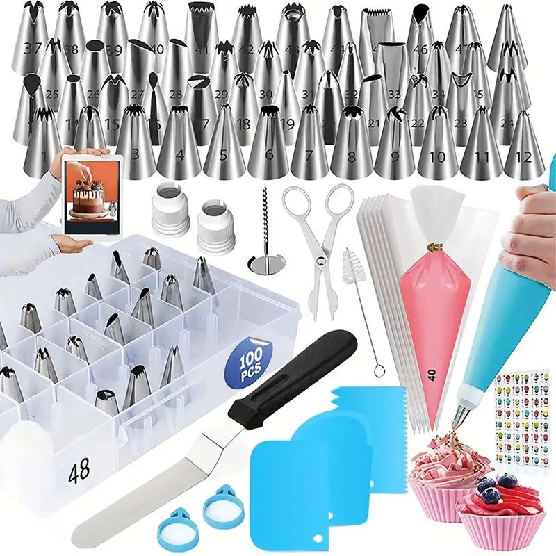 【Promotion】100 PCS Cake Decoration Set Baking Tools Cake Decorating Stand Tools Kitchenware Bake Ware Kitchen Ware Kitchen Items