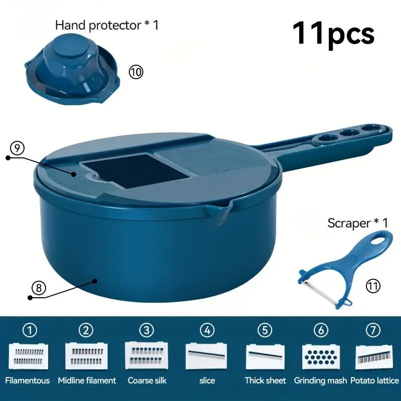 【Promotion】Vegetable Chopper, 12 in 1 Food Slicer Vegetable Slicer with Container Food Chopper Multifunctional Vegetable Cutter Slicer With Stainless Steel 6 Blades For Kitchen