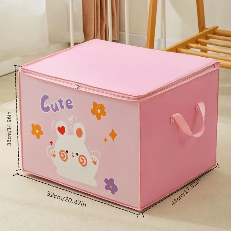 【Promotion】Foldable Storage Bag Cartoon Non-woven Portable Clothes Organizer Tidy Pouch Suitcase With Zipper And Handles Storage Box Quilt Storage Container Bag Box