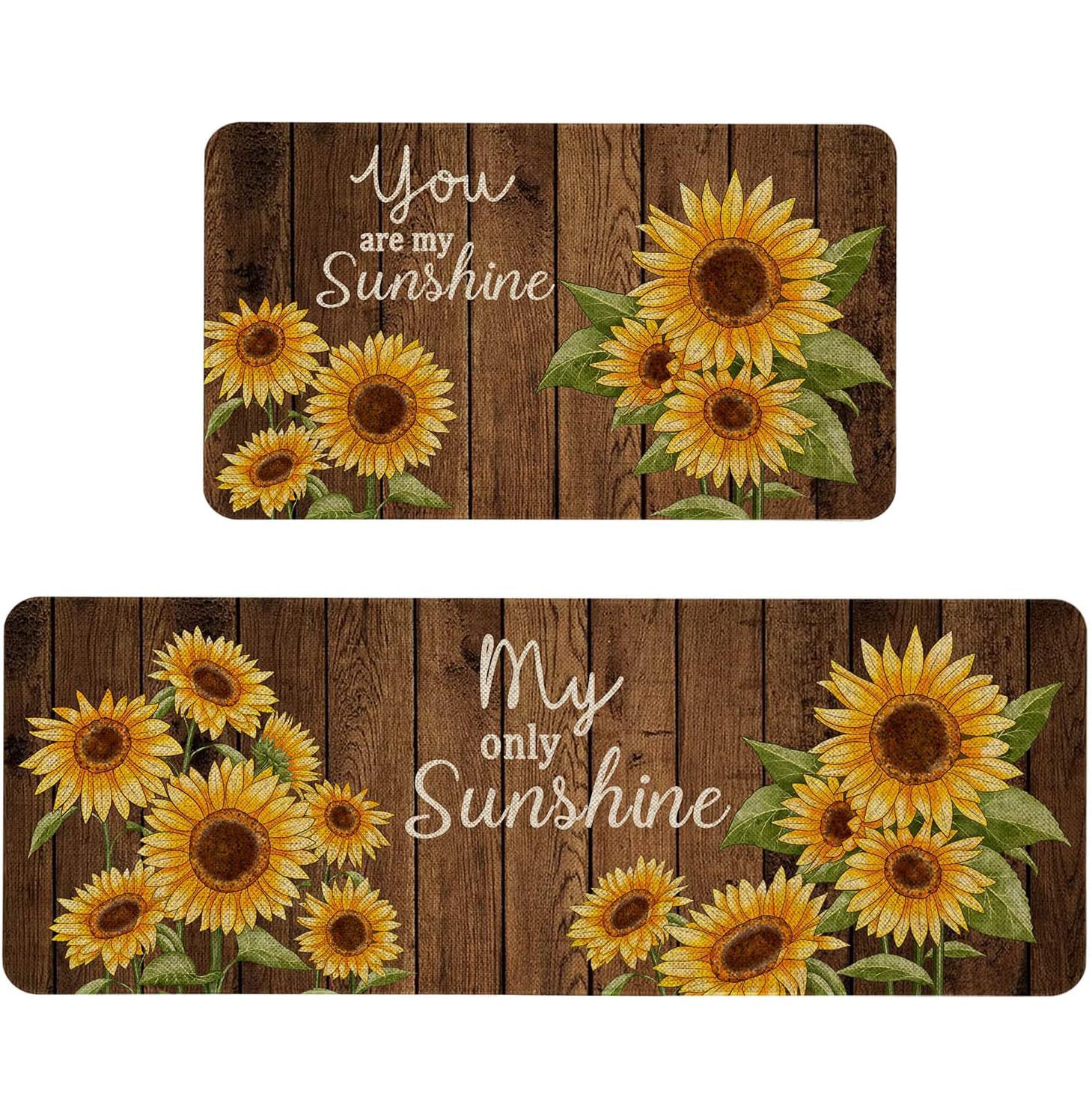 【Promotion】2 Pieces Kitchen Rug Set Anti-fatigue Kitchen Mat Dirt Resistant Backing Mat Throw Rug for Kitchen Doormat Runner Rug Set Floor Carpet Household Carpet Home Decor