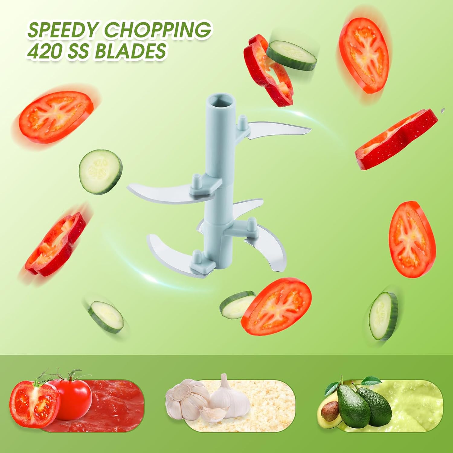 【Promotion】Small Manual Food Processor with Egg whisk Protable Meat Salad Fruit Chopper Onion Cutter Garlic Mincer Kitchen Gadgets,500/1000ml