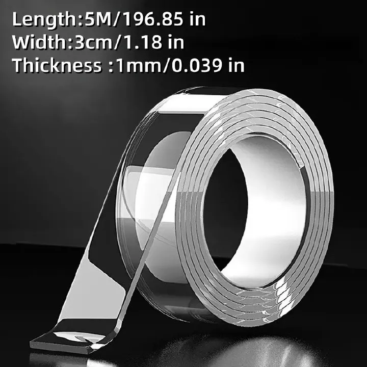 【Promotion】Heavy Duty Nano Double-Sided Tape-Reusable, Traceless And Washable-Strong Adhesive Strip, Suitable for Home, Office And Car,5Mx3cm