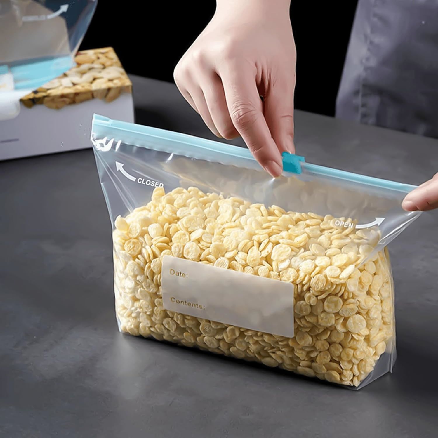 Reusable Freezer Bags, 45PCS Food Bags Aip Seal, Freezer Bags Sandwich Bags Large Reusable Food Plastic Seal Bag Soup Storage Zip Lock Bag (20*S+15*M+10*L)