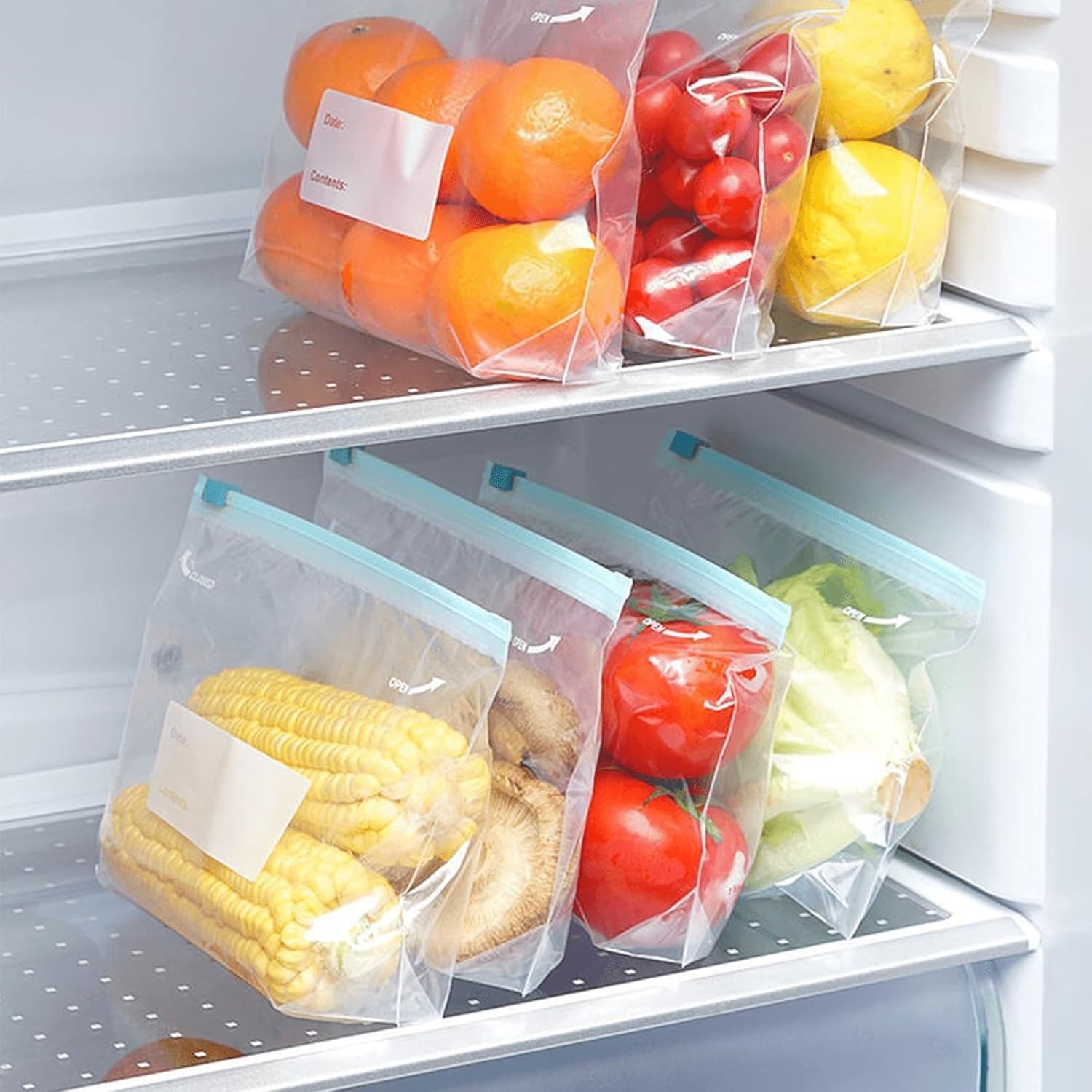 Reusable Freezer Bags, 45PCS Food Bags Aip Seal, Freezer Bags Sandwich Bags Large Reusable Food Plastic Seal Bag Soup Storage Zip Lock Bag (20*S+15*M+10*L)