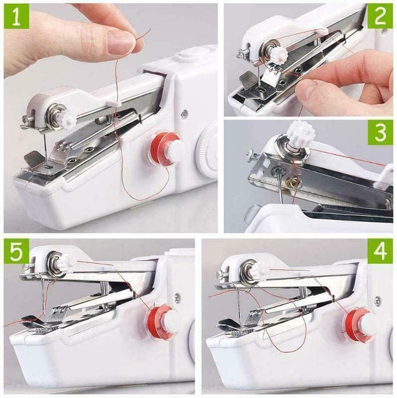 Sewing Machine Handheld Portable Lightweight Mini Hand Held Sewing Machines Stitch Fabric Cordless Battery Operated Stitching Clothes Handicrafts For Home Travel Camping Repairing DIY
