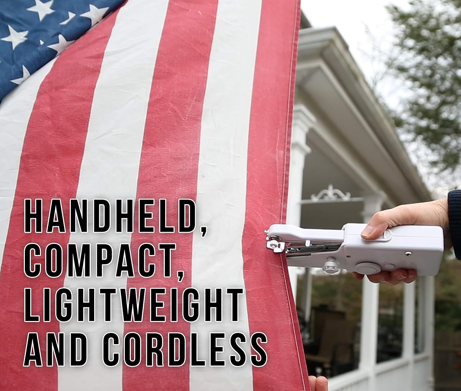 Sewing Machine Handheld Portable Lightweight Mini Hand Held Sewing Machines Stitch Fabric Cordless Battery Operated Stitching Clothes Handicrafts For Home Travel Camping Repairing DIY
