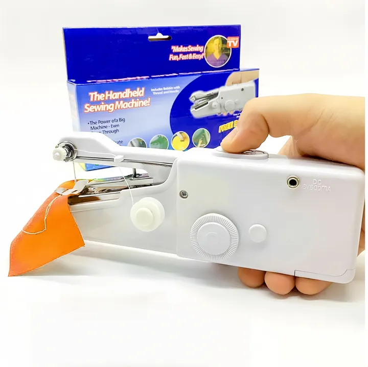 Sewing Machine Handheld Portable Lightweight Mini Hand Held Sewing Machines Stitch Fabric Cordless Battery Operated Stitching Clothes Handicrafts For Home Travel Camping Repairing DIY
