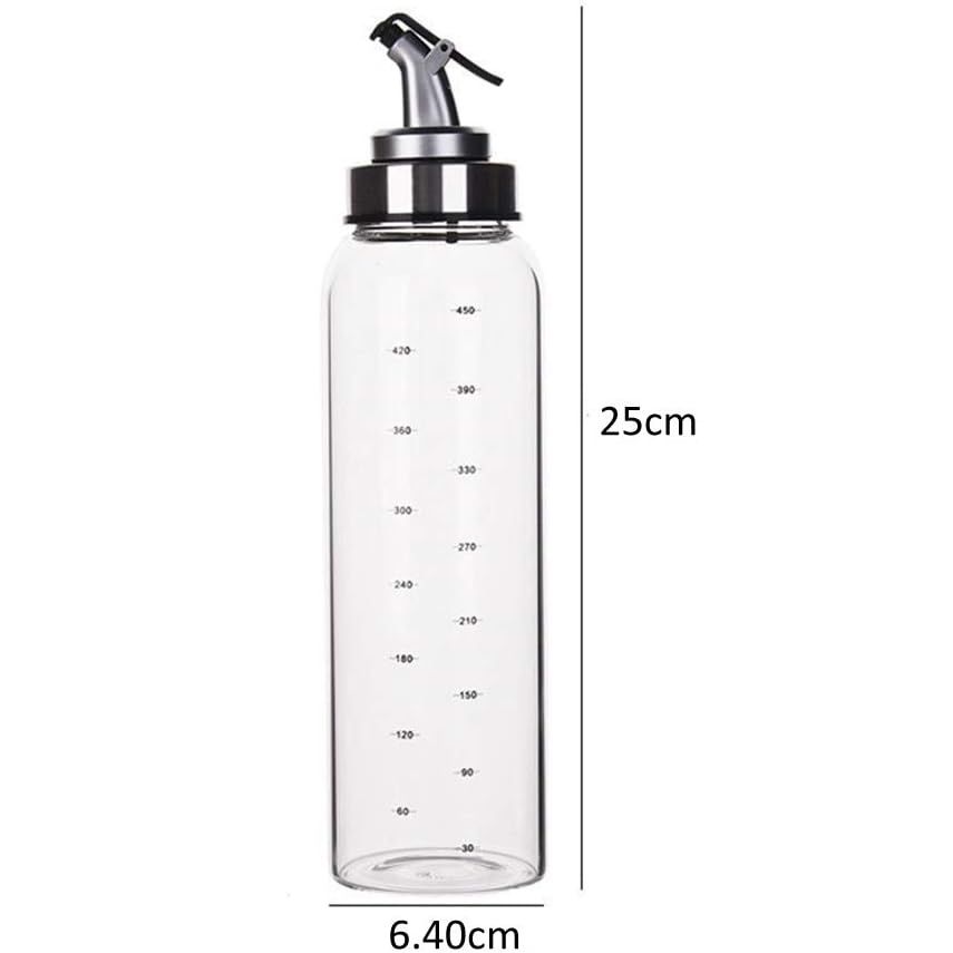 【Promotion】Olive Oil Dispenser Bottle with Degree Scale- 500ml Glass Oil Bottle Cruets No Drip, Oil Container for Vegetable Olive Oil，Lead-Free Glass Oil Dispenser