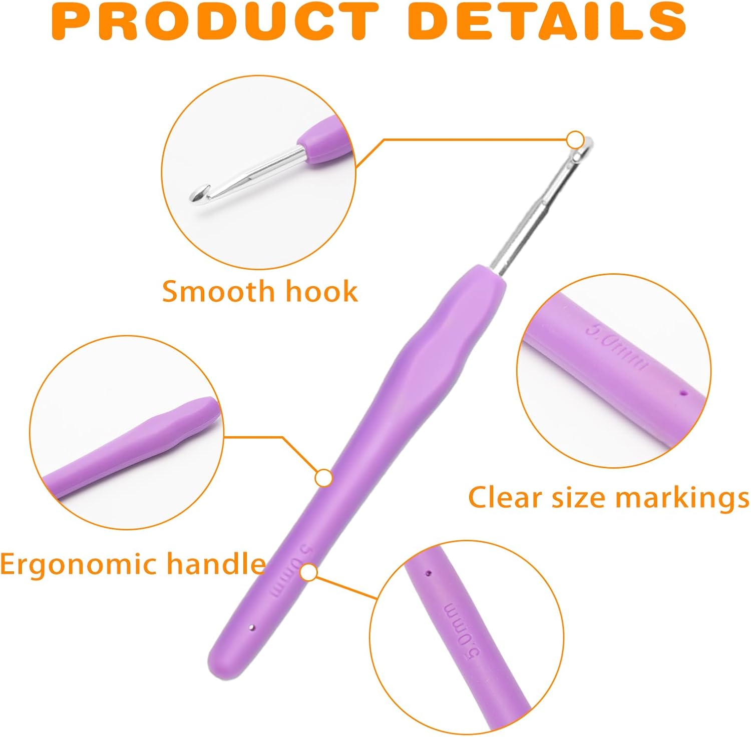 52 Pcs Crochet Hooks Set, 16 Size Crochet Hooks Set 0.7mm-5.5mm Ergonomic Soft Grip Handles Knitting Needles Kit with Case for Arthritic Hands,Crochet Needles Set for Beginners & Crochet Lovers