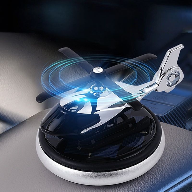 【Promotion】Helicopter Solar Car Air Freshener Rotation Aromatherapy Diffuser Ornament for Vehicles with Fragrance Tablet, Essential Oil,Anti-slip Mat for Car and Interior Decoration