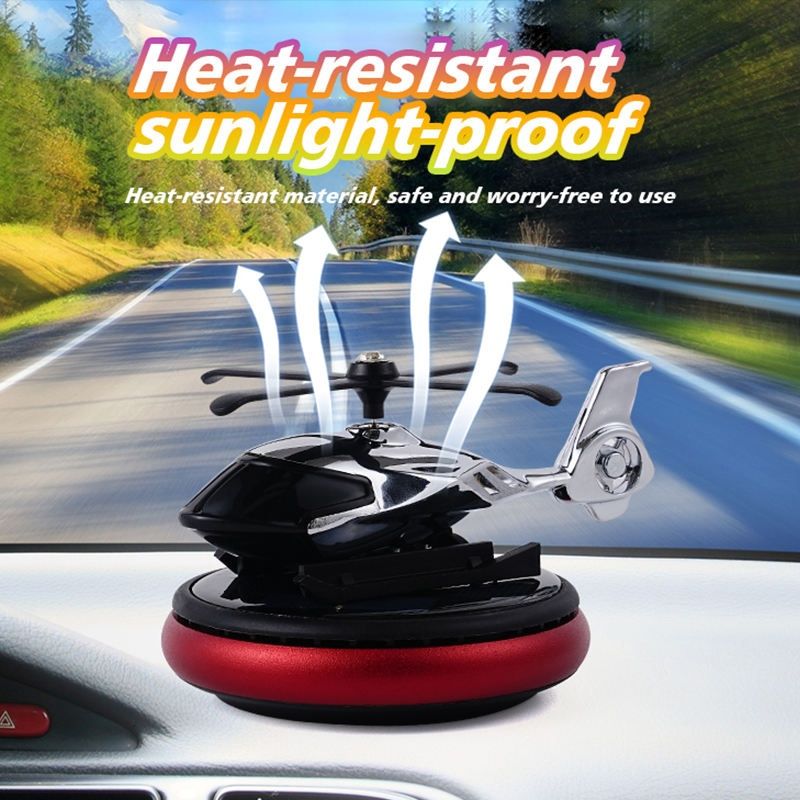 【Promotion】Helicopter Solar Car Air Freshener Rotation Aromatherapy Diffuser Ornament for Vehicles with Fragrance Tablet, Essential Oil,Anti-slip Mat for Car and Interior Decoration