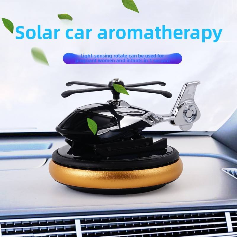 【Promotion】Helicopter Solar Car Air Freshener Rotation Aromatherapy Diffuser Ornament for Vehicles with Fragrance Tablet, Essential Oil,Anti-slip Mat for Car and Interior Decoration