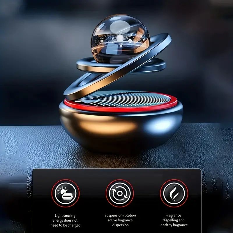 【Promotion】Solar Car Air Freshener | Rotating Aromatreatment Decoration Car Interior Accessories | Women Men Original Flavored Perfume Diffuser