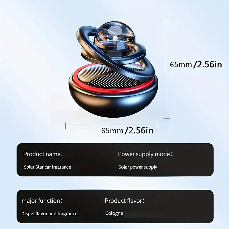 【Promotion】Solar Car Air Freshener | Rotating Aromatreatment Decoration Car Interior Accessories | Women Men Original Flavored Perfume Diffuser