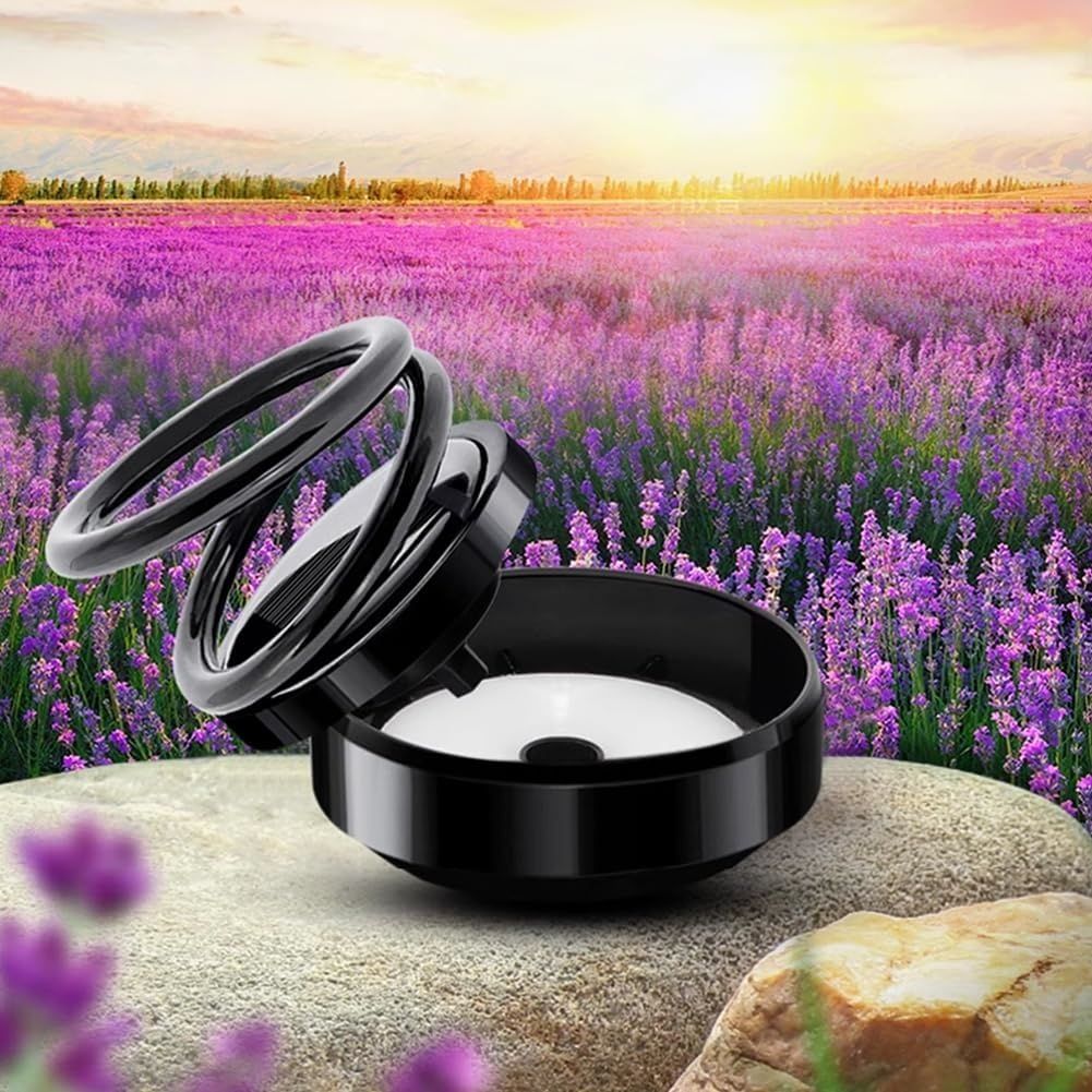 【Promotion】Solar Rotating Car Air Freshener, Double Ring Solar Energy Car Dashboard Decoration Perfume Holder, Rotating Aromatherapy Diffuser Ornament for Car Home, Car Accessories