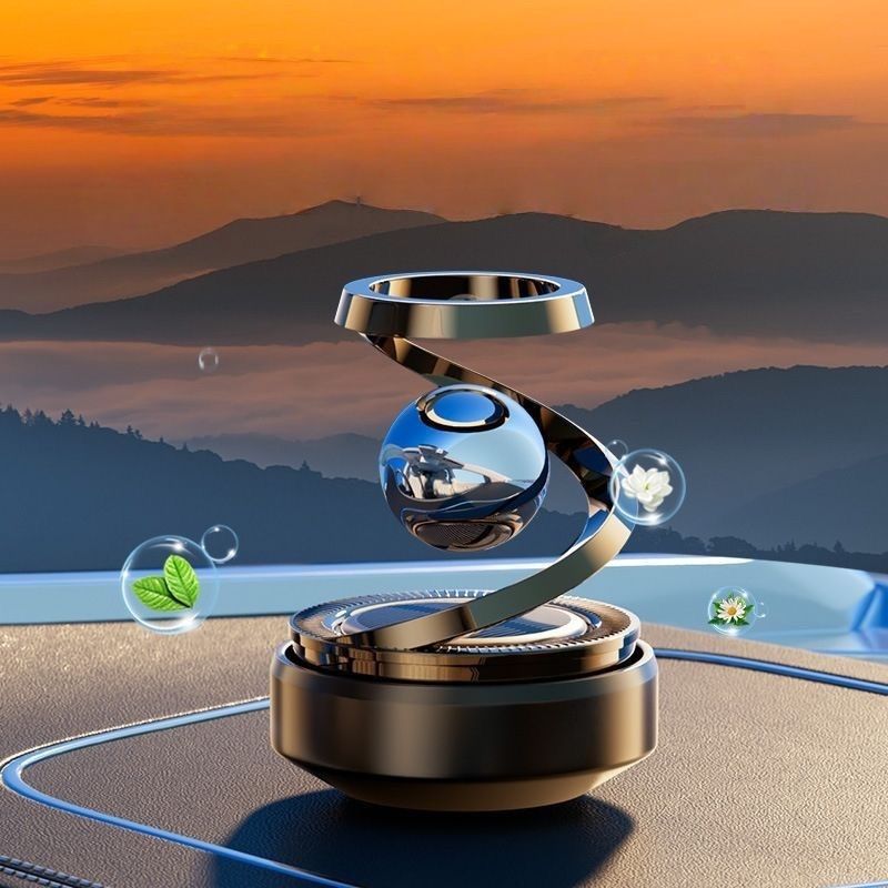 【Clearance Sale】Solar Rotating Car Diffuser - Double Ring Solar Energy Aromatherapy Air Purifier with Dashboard Ornaments