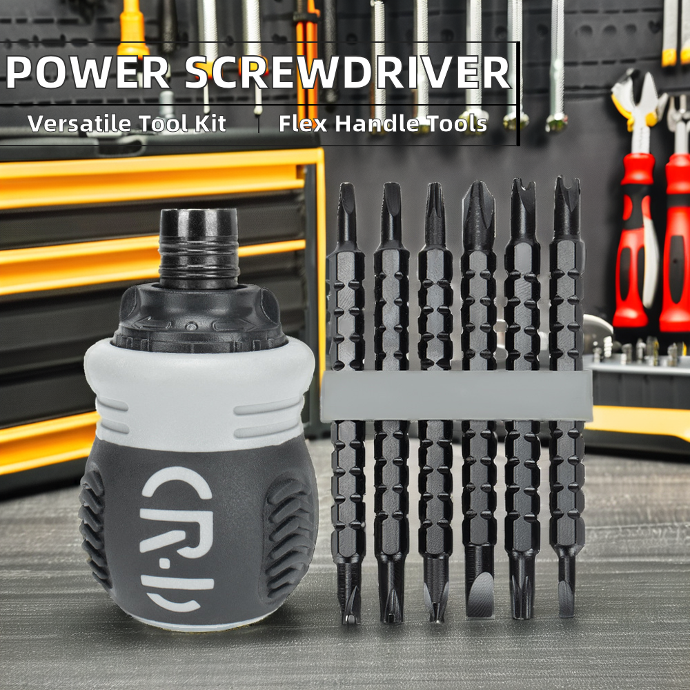 【Promotion】Ratcheting Screwdriver Set,12-in-1 Multi-bit Stubby Screw Driver Set, Adjustable Length,Reversible Dual End,Portable