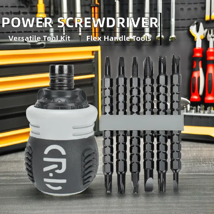【Promotion】Ratcheting Screwdriver Set,12-in-1 Multi-bit Stubby Screw Driver Set, Adjustable Length,Reversible Dual End,Portable
