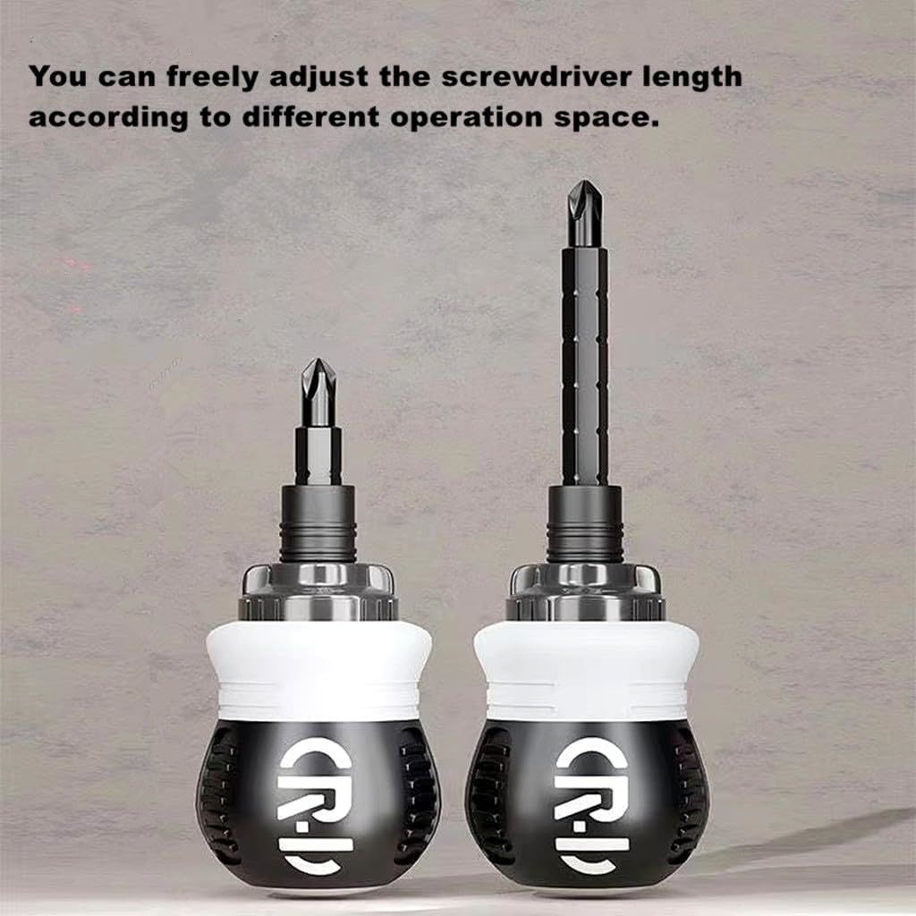 【Promotion】Ratcheting Screwdriver Set,12-in-1 Multi-bit Stubby Screw Driver Set, Adjustable Length,Reversible Dual End,Portable