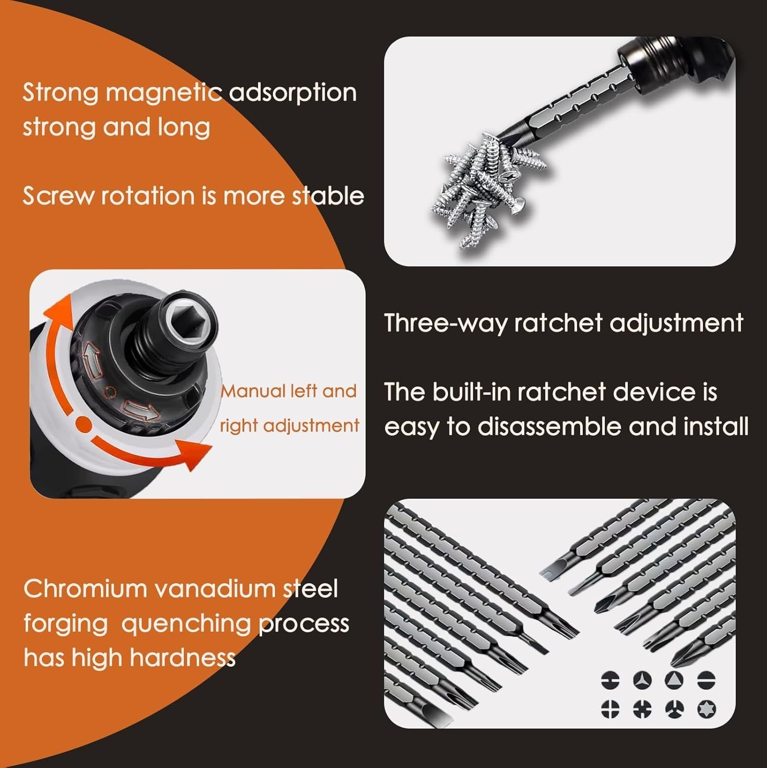 【Promotion】Ratcheting Screwdriver Set,12-in-1 Multi-bit Stubby Screw Driver Set, Adjustable Length,Reversible Dual End,Portable