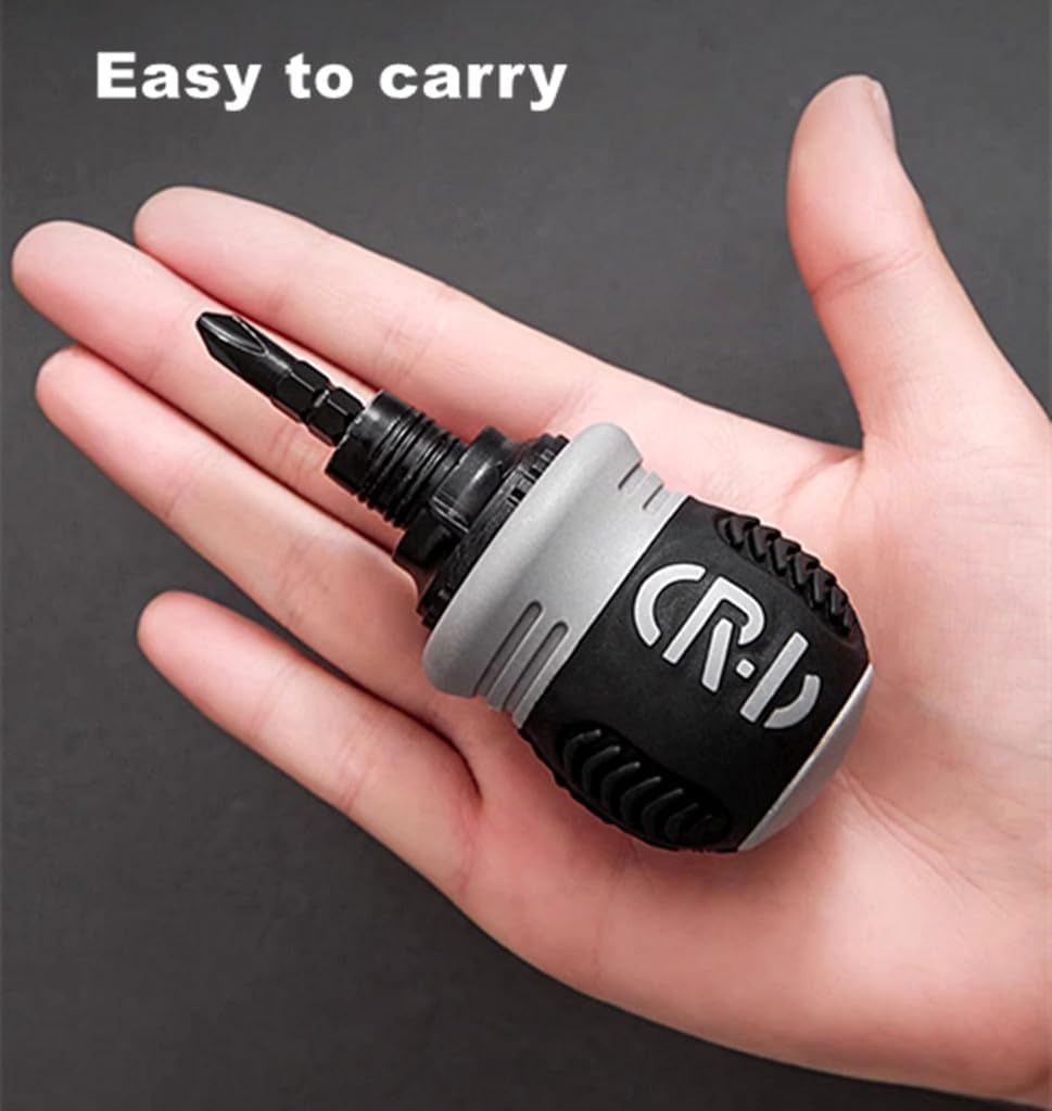 【Promotion】Ratcheting Screwdriver Set,12-in-1 Multi-bit Stubby Screw Driver Set, Adjustable Length,Reversible Dual End,Portable
