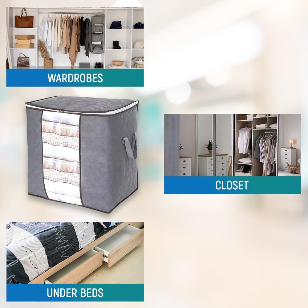 【Promotion】Large Capacity Clothes Storage Bag with Reinforced Handle, Thick Fabric, and Sturdy Zipper for Under-Bed Bedroom Accessories