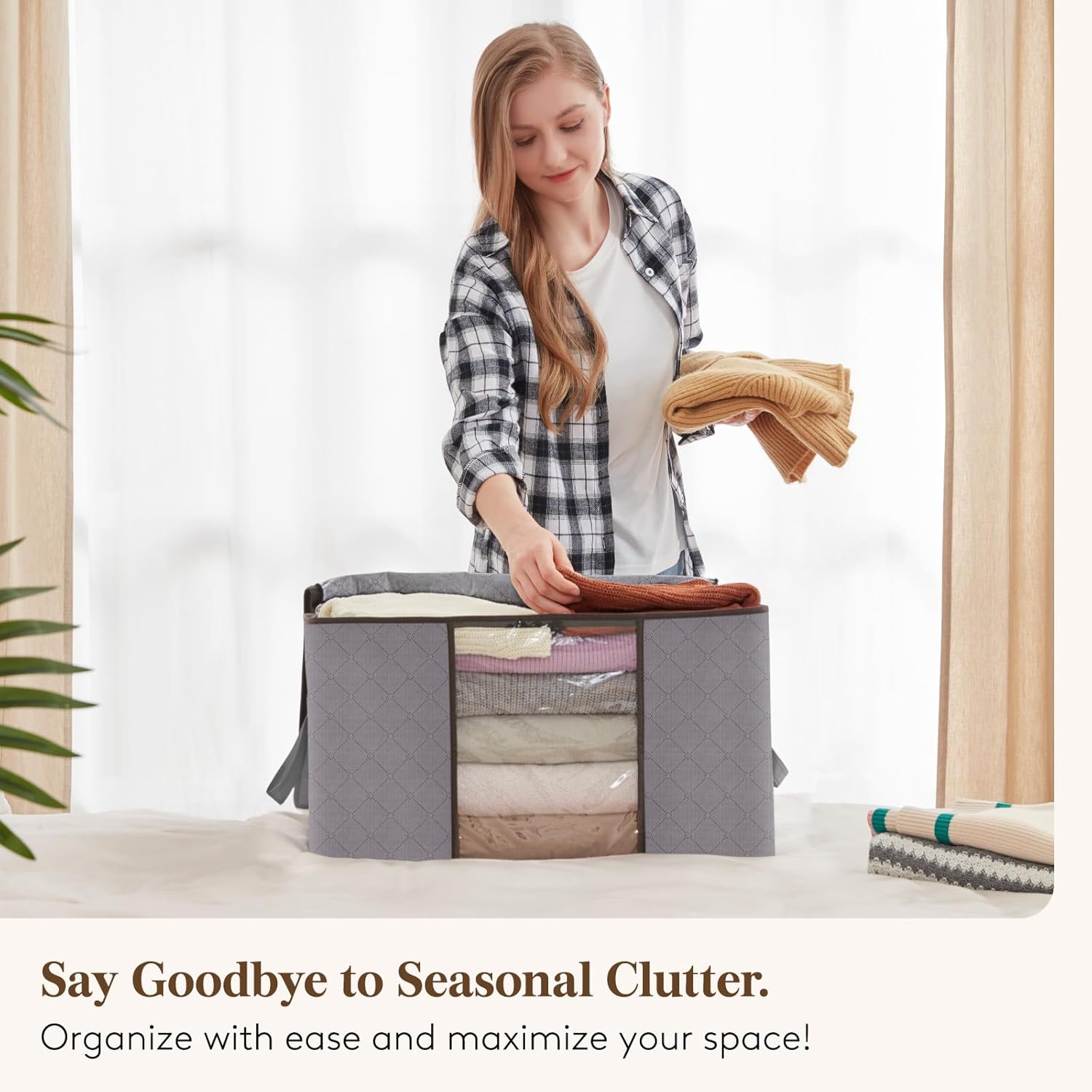 【Promotion】Large Capacity Clothes Storage Bag with Reinforced Handle, Thick Fabric, and Sturdy Zipper for Under-Bed Bedroom Accessories