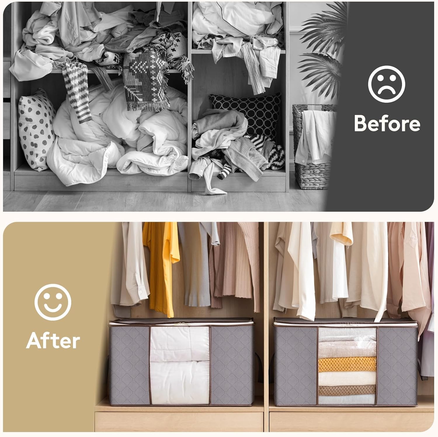 【Promotion】Large Capacity Clothes Storage Bag with Reinforced Handle, Thick Fabric, and Sturdy Zipper for Under-Bed Bedroom Accessories